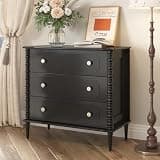 ZOSQUARE 3 Drawer Dresser, 32 inch Wide Dresser for Bedroom, Modern Wood Chest of Drawers, Turned Legs Nightstand with 3 Drawers for Dorms, Hallway, Entryway