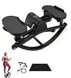Rock Stepper Side to Side - Mini Stepper Exercise Machine for Home Workout, Rocking Stair Stepper with Resistance Bands & Mat, Portable Workout Equipment & Balance Board Alternative for Adults
