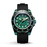 FILIPPO LORETI | The Riddler – Watches for Men, Men's Automatic Watch – Green Dial, Question Mark Rotating Bezel, 40mm Stainless Steel Case, Black Rubber Strap, 20 ATM WR, NH35 Movement, Gift