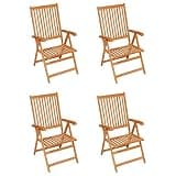 IBUQDDV Set of 4 Solid Teak Wood Patio Chairs with Beige Cushions, Adjustable Backrest and Foldable Design
