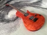Adamov Offset Red Flame Maple Top Electric Guitar Bishop Style Bridge, Carved Axcess Neck Joint, belly cut contour, Locking Tuners, Black Hardware, 24 Frets