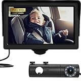 Baby Car Camera, HD Display Baby Car Mirror with Night Vision Feature, 4.3 inch Baby Car Camera with Monitor Wide Clear View, Backseat Camera Rear Facing to Observe Baby’s Every Move