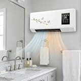 1800W Mini Wall cooling fan Heater, Quiet Ductless Unit with Remote & Timer, Space Saving Portable Fan for Bedroom RV Garage, No Venting Needed