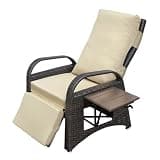Outdoor Recliner Chair,PE Wicker Adjustable Reclining Lounge Chair and Removable Soft Cushion, with Armchair and Ergonomic for Home, Sunbathing or Relaxation