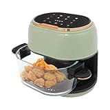 4L Glass Air Fryer, Visible Air Fryer with Digital Touchscreen and Glass Baking Basket, 120 Min Timer, Adjustable Temperature 176-374°F, for Cooking Shrimp Fries, Wings, Chicken