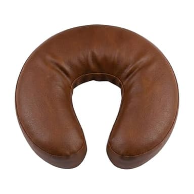 South Beach Leather Men's Travel Neck Pillow Cushion - Universal Crescent Headrest Pillow - Neck Head Cushion for Massage Chairs Spa Bed (Brown, One Size)