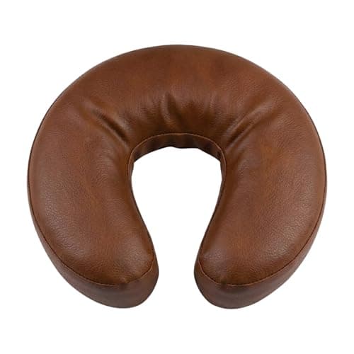 South Beach Leather Men's Travel Neck Pillow Cushion - Universal Crescent Headrest Pillow - Neck Head Cushion for Massage Chairs Spa Bed (Brown, One Size)