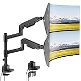 PEGZONE Stacking Dual Monitor Arm for Ultrawide Heavy Duty Curved Monitor with USB,Black