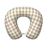Hekroxu Beige Gingham (4) Print Travel Pillow Pure Memory Foam Neck Pillow Airplane for Traveling,Car, Train,Napping,Traveling,Washable Cover