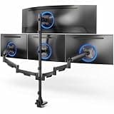 VIVO Quad Monitor Mount with 2 Fixed Arms and 2 Mechanical Arms, Gaming and Office Setups, Holds Three 24 to 28 inch Screens and One 24 to 49 inch Ultrawide Screen, Holds 103.4 lbs, Black, STAND-V104G