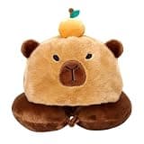 IN Chenthy Capybara U-Shaped Travel Pillow with Hood, Cute Neck Pillow for Airplanes Trains and Cars