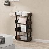 Furinno Turn-N-Tube 4-Tier Black Storage Shelves with Side Panels, Book Shelf, Display Shelf, for Organization and Storage, Living Room, Home Office, Black Walnut
