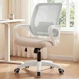 NEO CHAIR Office Desk Ergonomic Computer Mesh Chair with Lumbar Mid Back Support Adjustable Height Swivel Rolling Wheels Comfy Task Vanity Chair for Home Bedroom Study (Beige)