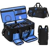 Large Dj Cable Bag with Laptop and Microphone Pocket, Dj Bag for Equipment with 8 Detachable Dividers and Padded Bottom, Dj Gig Bags for Music Gear Accessories, Blue
