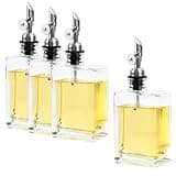 BSDLZCH Silvery 4-Pack Oil Dispenser Bottles (2.8E+2 ml/min, Glass, 3.14" W x 4.92" H, Adult, Reusable, Cylindrical, Kitchen, Cooking, Serving oil, vinegar or other liquids)