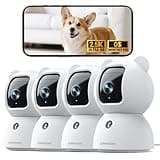 CINMOORE 2.5K Indoor Security Camera 4pack, Free AI Person/Pet/Cry Detection, 4MP Baby/Dog/Cat/Pet Camera with Phone App, Pan Tilt WiFi, Night Vision, Full Duplex Audio for Home Security
