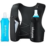 Oiuyos Running Vest for Women Men - Adjustable Chest Straps Running Hydration Vest with 500ml Soft Flask & Phone Holder - Lightweight Reflective Hydration Backpack for Runner Marathon Essentials