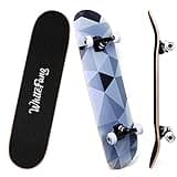 WhiteFang Skateboards, Complete Skateboard 31 x 7.88, 7 Layer Canadian Maple Double Kick Concave Standard and Tricks for Kids and Beginners (Diamond)