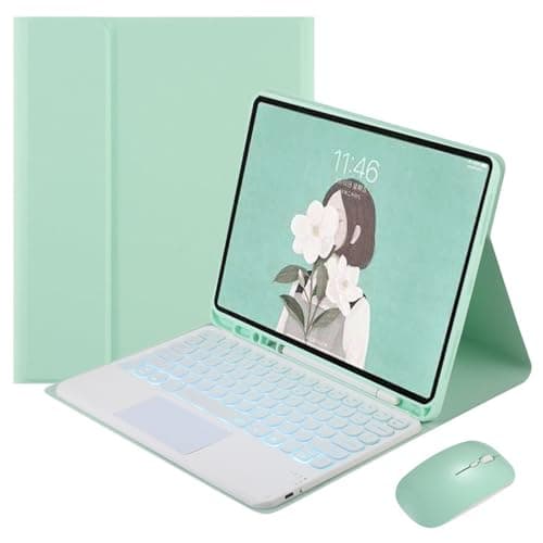 Keyboard Case for Samsung Galaxy Tab S10 Lite 10.9" 2025, 7 Color Backlit, Smart Trackpad, Magnetic Detachable Wireless Keyboard with S Pen Holder,Green