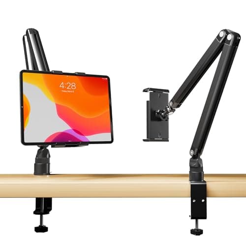 SNBBGT Portable Monitor Stand Desk Holder- 360° Rotating Base Tall,Adjustable Desktop Tablet Arm Mount,Rotatable high Stand,for 4.7"-12.9" i Pad Pro/Air/Mini,Black