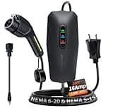 VDLPOWERVP Level 1&2 EV Charger, Electric Vehicle Portable Charger with 20FT Cable, 3.5KW 16Amp Home EV Car Charging Station, 110V-240V NEMA 6-20 & NEMA 5-15 Plug Adapter, for All SAE J1772