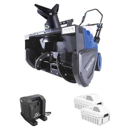 Snow Joe 48V Cordless Snow Blower Kit with 2X 8Ah Batteries, Dual-Port Charger & LED Headlights, 1600W Brushless Motor, 22" Clearing Path - Ice Removal for Driveways, Patios & Sidewalks, 24V-X2-SB22