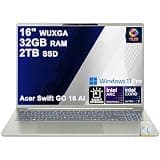 Acer Swift 16 AI Laptop | 16" 2k WUXGA OLED Touchscreen | Intel 8-core Ultra 7 355 Up to 49 Tops (Beats Ultra 9 288V) | 32GB DDR5 2TB SSD | Backlit Thunderbolt Type-c Win11Pro w/DLCA Accessory