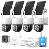 xmartO 0-Light Night Color Home Security Camera Bundle: 4X 2K Solar PTZ AI Cams + 1x 2K Window Cam, 10CH 4K NVR 1TB HDD, WiFi6, No-Drill, Anti-Glare, 2-Way Audio, Human Detection, 0 Monthly Fee