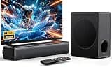 GEOYEAO 2.1 CH Sound bar with Subwoofers, 100W Sound Bar for Smart TV, Dolby Atmos Surround Sound System, Adjustable Home Theater Bluetooth Speaker, for TV/Projector/PC
