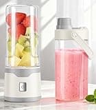 Portable Blender, 500ml Juicer Cup with 18-Leaf Stainless Steel Blades, Rechargeable Wireless Blender with 2-in-1 Lid for Direct/Straw Drinking, Travel Home Office