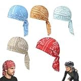 KDGENG Zero Squeeze Helmet Liner,Elastic Cycling Sports Cap Bandana Style,Stretchy Bandana Cap,Paisley Cooling HeadscarfCap Set (#4)