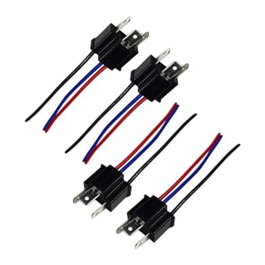 UltAlt 4 Pack H4 Headlight Bulbs Socket Replacement H4 Pigtail Connector Wiring Harness Plug Male 3 Pin Wire Harness Adapter for H4 Fog Light H4 Halogen Bulb 9003 HB2 H4 Headlamp Lights Car Truck Boat