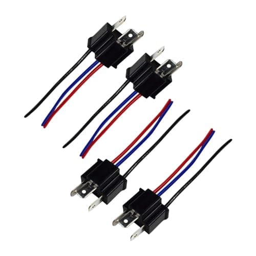 UltAlt 4 Pack H4 Headlight Bulbs Socket Replacement H4 Pigtail Connector Wiring Harness Plug Male 3 Pin Wire Harness Adapter for H4 Fog Light H4 Halogen Bulb 9003 HB2 H4 Headlamp Lights Car Truck Boat