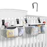 2-Pack Hanging Diaper Organizer for Crib, Playpen, Bassinet | Hold 50+ Diapers, Baby Diaper Caddy for Changing Table, Washable Newborn Essentials Organizer with Hook Straps, Ideal Baby Shower Gifts