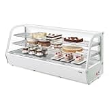 Pemberly Row Countertop Bakery Display Refrigerator, 8 cu. ft., Glass Front, White Finish, 2-Door Design, LED Lighting, Sliding Doors, Digital Temperature Control, Ideal for Cakes, Pastries, Desserts