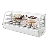 Pemberly Row Countertop Bakery Display Refrigerator, 8 cu. ft., Glass Front, White Finish, 2-Door Design, LED Lighting, Sliding Doors, Digital Temperature Control, Ideal for Cakes, Pastries, Desserts