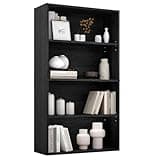 Sweetcrispy Industrial 4 Shelf Bookcase - Large 42.1 Inch Tall Floor Standing Open Bookshelf for Home Office, Living Room, and Bedroom Storage, Classic Black