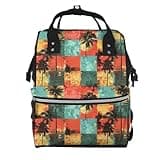 Fuzquwu Tropical Sunset Collage (1) Print Diaper Bag Backpack,Travel Daypack For Mom Dad,Diaper Tote Backpack