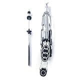 YJSPSSW Professional Hi Hat Stand with Pedal, Double Braced Stable Drum Cymbal Stand, Zinc Alloy Polished Heavy Duty Drum Hardware, Portable Adjustable Drum Stand for 14 Inch Cymbal, Silver & Black