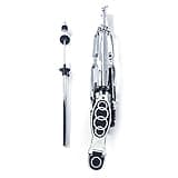 YJSPSSW Professional Hi Hat Stand with Pedal, Double Braced Stable Drum Cymbal Stand, Zinc Alloy Polished Heavy Duty Drum Hardware, Portable Adjustable Drum Stand for 14 Inch Cymbal, Silver & Black