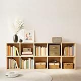 2-Tier 10-Cube Combinable Cube Storage Rack, Open Grid Bookshelf with Back Panel for Living Room Bedroom Study, Freestanding Multipurpose Display Rack for Home Decor & Daily Supplies (Wood Color)