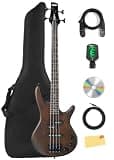 Ibanez GSRM20B SR Gio miKro Short-Scale Bass Guitar - Walnut Flat Bundle with Gig Bag, Tuner, Strap, Instrument Cable, Austin Bazaar Instructional DVD, and Polishing Cloth