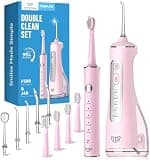 JTF Electric Toothbrush with Water Flosser Combo: 2-in-1 Portable Oral Clean Kit for Effective Yet Gentle Brushing & Flossing, Multiple Modes for Braces & Sensitive Gums Care, Cordless for Home Travel