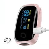 Rechargeable Pulse Oximeter Fingertip Oxygen Monitor Fingertip with SpO2 Pulse Rate and PI OLED Precision Fast Oximeter SpO2 Reading Outdoor Sports Home (pink)