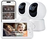 ARENTI Baby Monitor 2 Cameras, Smart Baby Camera with 5-Inch Wireless Display, Super Night Vision, Temperature Sensor, Sound Detection, Auto Motion Tracking, 2-Way Audio, VOX Mode(B2 Set)