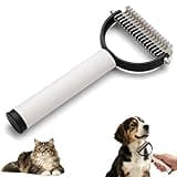 Double Sided Dematting Comb for Cats & Dogs, Gentle Matt Remover Detangler for Tangles, Knots and Loose Fur, Ergonomic Grooming Brush for Long Thick Haired Pets