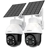 aosu 3K/5MP Solar Security Cameras System Wireless Outdoor, Battery Powered WiFi Camera for Home Security, Panoramic PTZ, Auto Tracking, Human/Vehicle Detection, Color Night Vision (2 Pack)