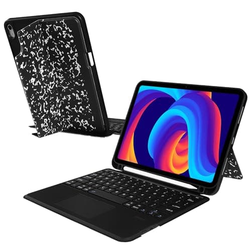 VOVIPO Compatible with iPad A16 11th Gen Case with Keyboard,Multi-Touch Trackpad,Wireless Detachable Keyboard,Stand Cover with Pen Holder for iPad 11 inch A16 2025&10th Gen 10.9" 2022,Composition Book