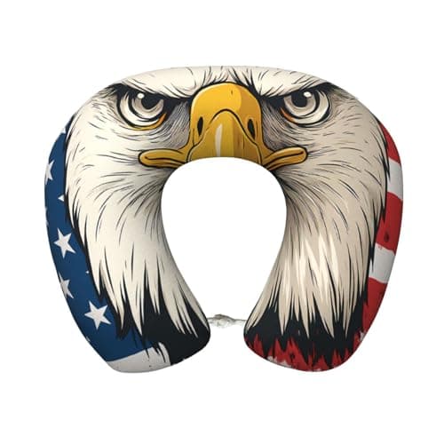 Patriotic Eagle with American Flag Travel Pillow Memory Foam U Shaped Neck Pillows Super Lightweight Portable Headrest