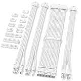 Sirlyr 16AWG White PSU Cable Extension Kit - Premium Sleeved Cables with Gold-Plated PCIe Connectors, Includes 24-Pin ATX, 8-Pin EPS, Dual 8-Pin PCIe & Two Sets of Cable Combs